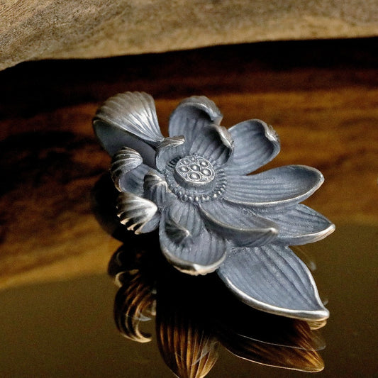 【Silver Monsters】日本雕畫雙絕 Dual Flow 手做原創 清蓮墜L 純銀吊墜