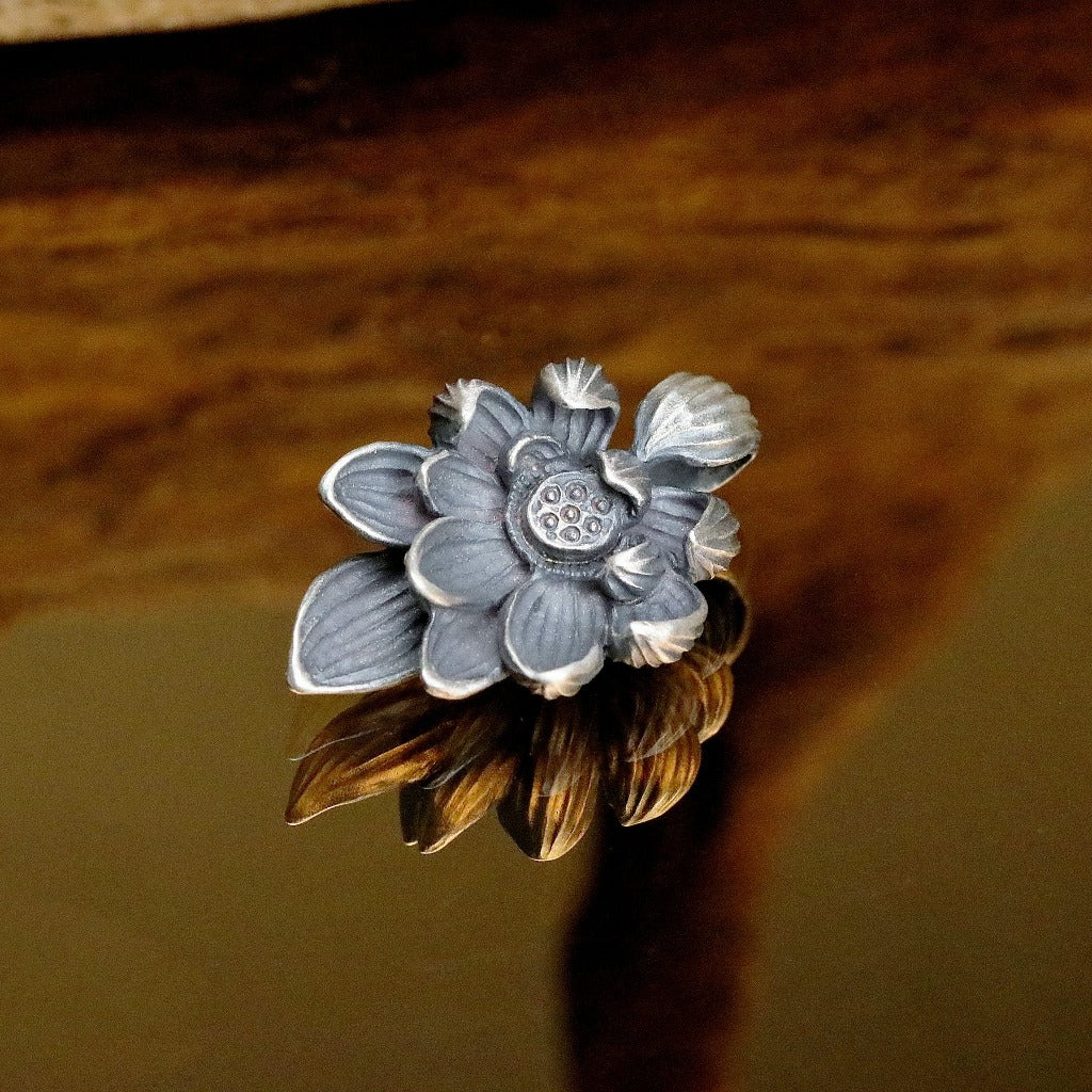 【Silver Monsters】日本雕畫雙絕 Dual Flow 手做原創 清蓮墜S 純銀吊墜