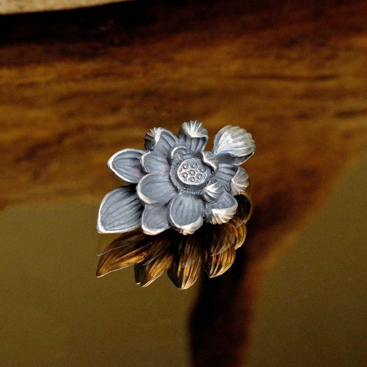 【Silver Monsters】日本雕畫雙絕 Dual Flow 手做原創 清蓮墜S 純銀吊墜