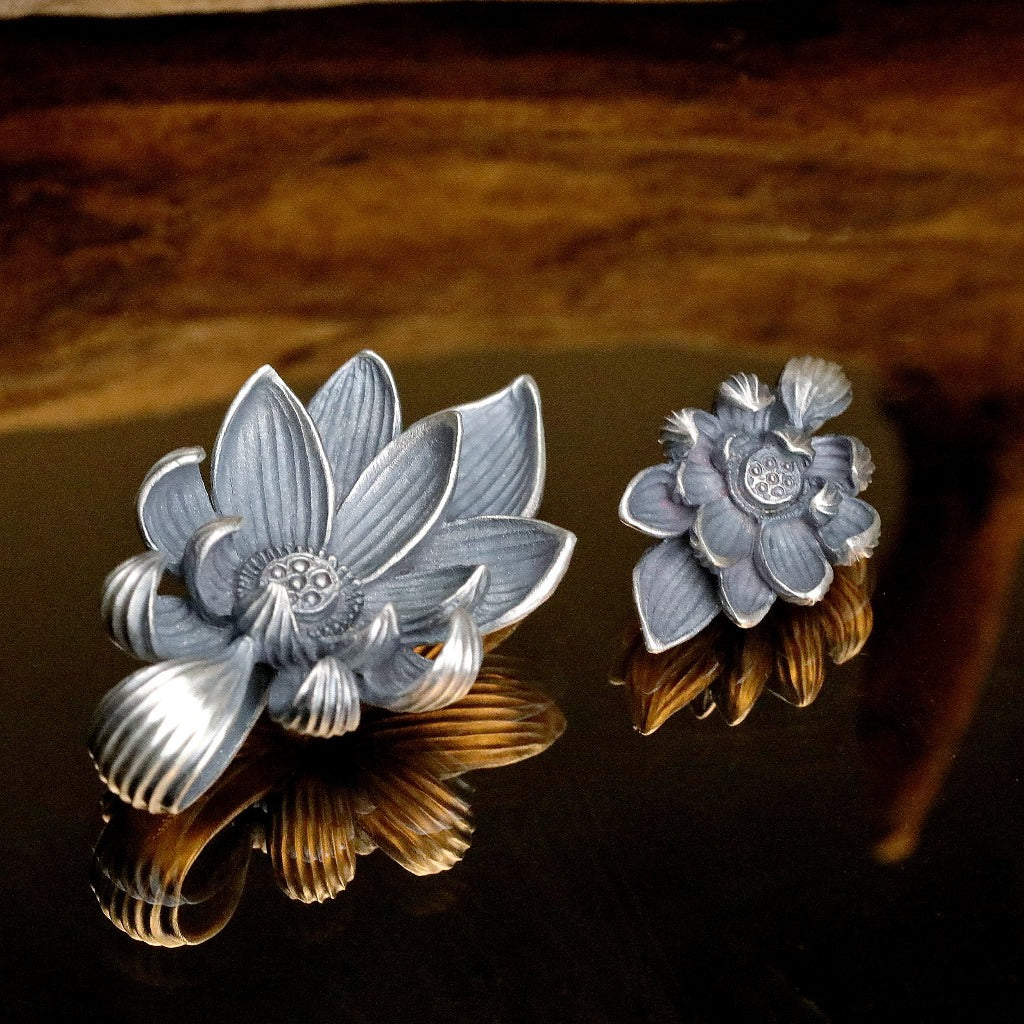 【Silver Monsters】日本雕畫雙絕 Dual Flow 手做原創 清蓮墜S 純銀吊墜