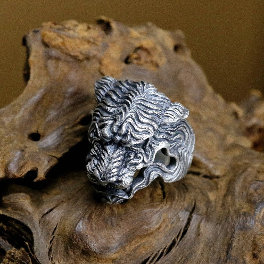 【Silver Monsters】日本雕畫雙絕 Dual Flow 原創手作 狂虎 純銀戒指
