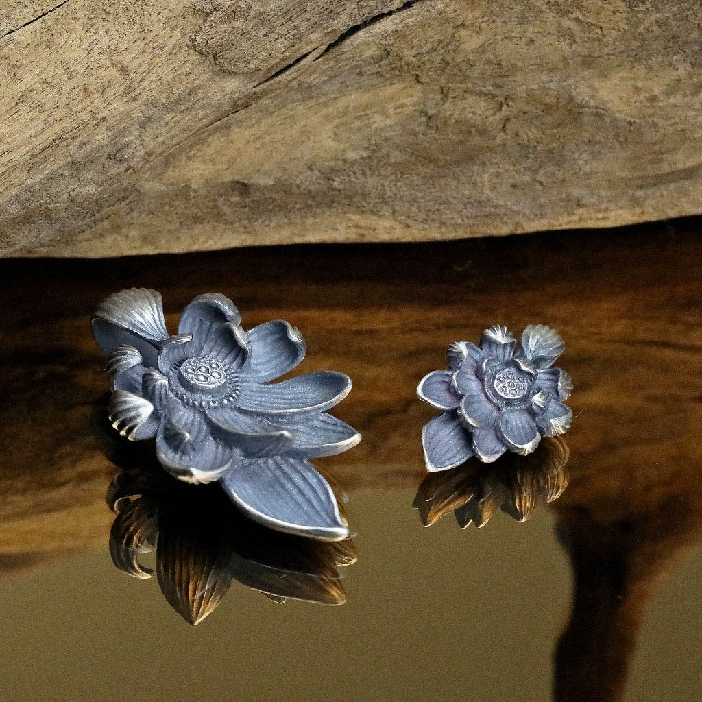 【Silver Monsters】日本雕畫雙絕 Dual Flow 手做原創 清蓮墜L 純銀吊墜