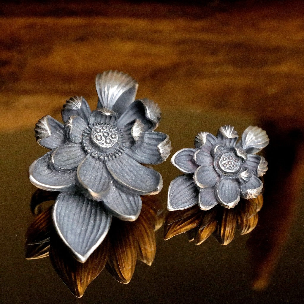 【Silver Monsters】日本雕畫雙絕 Dual Flow 手做原創 清蓮墜L 純銀吊墜