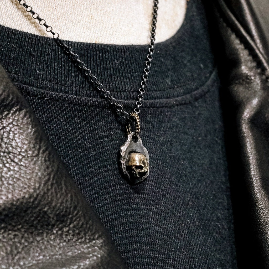 【Silver Monsters】日本一級神牌 Loud Style Design 原創 銀銅鑲嵌骷髏小墜 作舊破壞吊墜