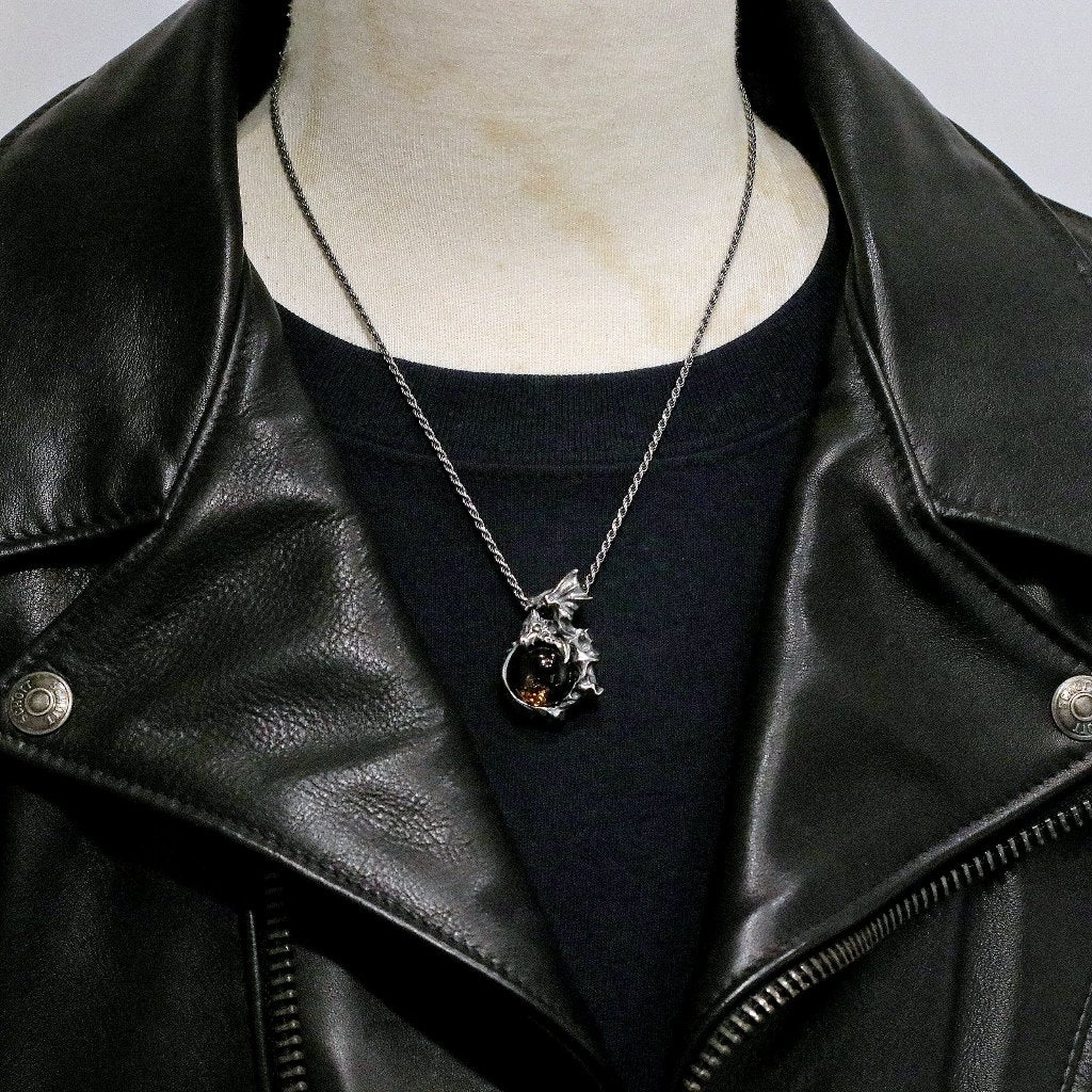 【Silver Monsters】日本Glam Scale 機甲王 原創設計 手工做舊飛龍煙晶 純銀項鍊