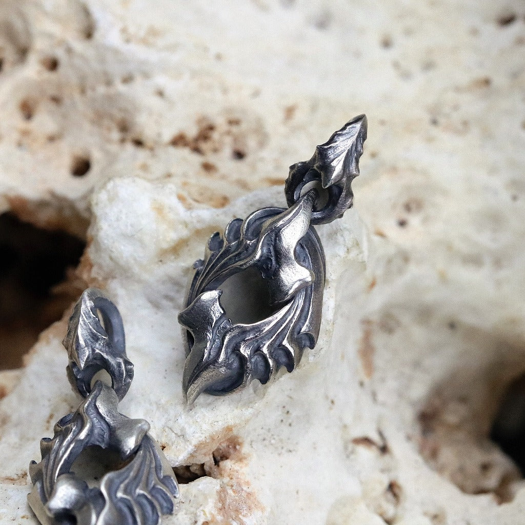 【Silver Monsters】日本前衛宗師 Glam Scale 機甲王 原創設計 海洋化石甲殼純銀吊墜 小墜