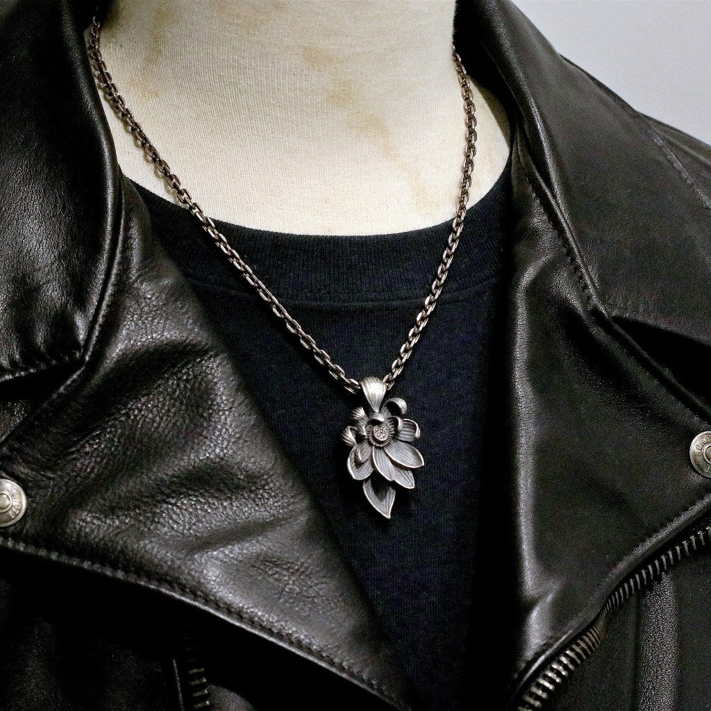 【Silver Monsters】日本雕畫雙絕 Dual Flow 手做原創 清蓮墜L 純銀吊墜