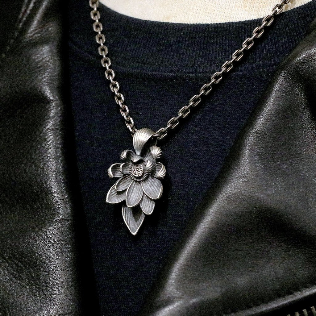 【Silver Monsters】日本雕畫雙絕 Dual Flow 手做原創 清蓮墜L 純銀吊墜