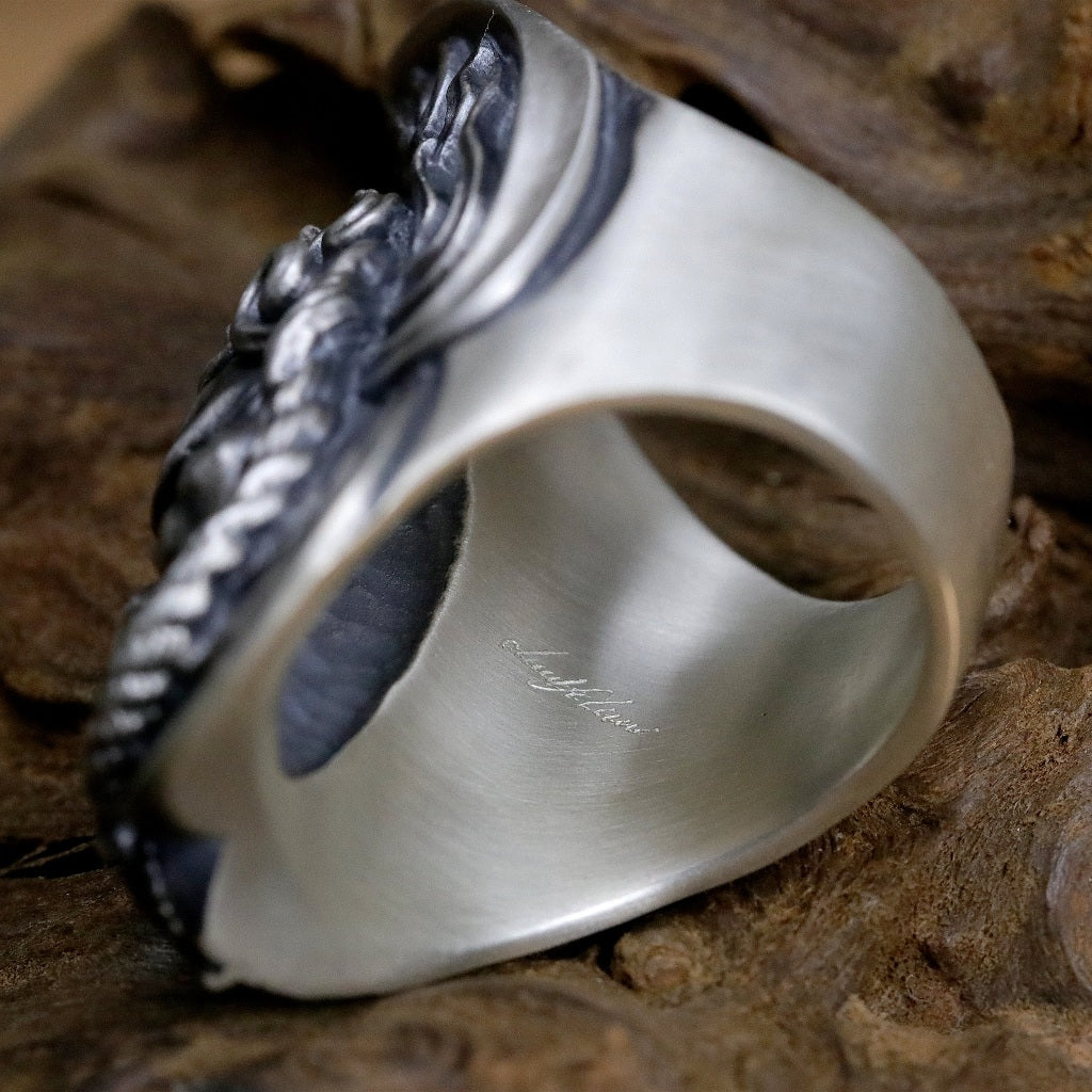 【Silver Monsters】日本雕畫雙絕 Dual Flow 原創手作 不動明王 純銀戒指