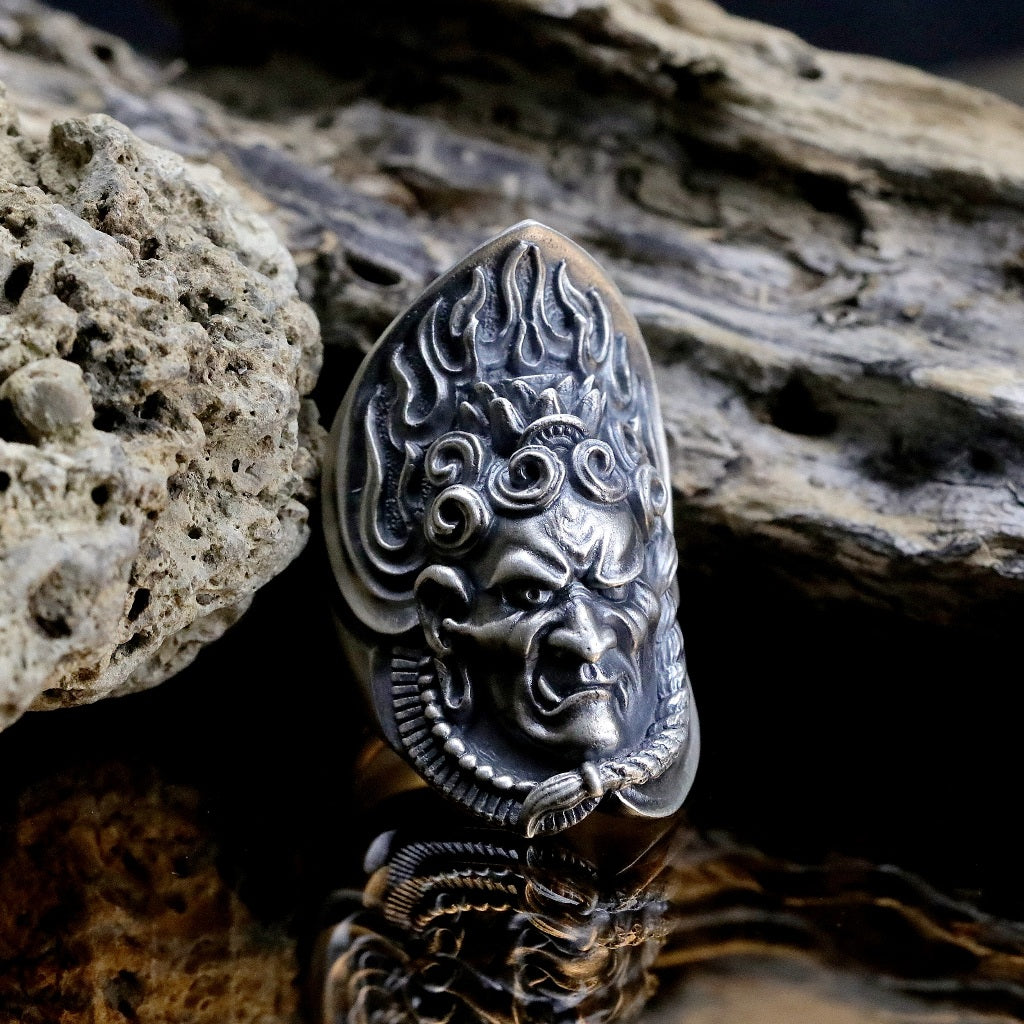 【Silver Monsters】日本雕畫雙絕 Dual Flow 原創手作 不動明王 純銀戒指