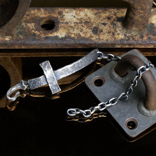 【Silver Monsters】日本一級神牌 Loud Style Design 原創做舊 手工破壞十字 純銀手鍊