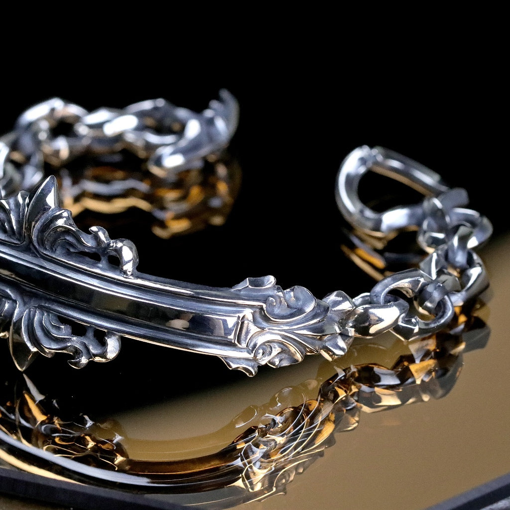 【Silver Monsters】日本一級神牌 Loud Style Design 原創半環鳶尾雕花 純銀手鍊