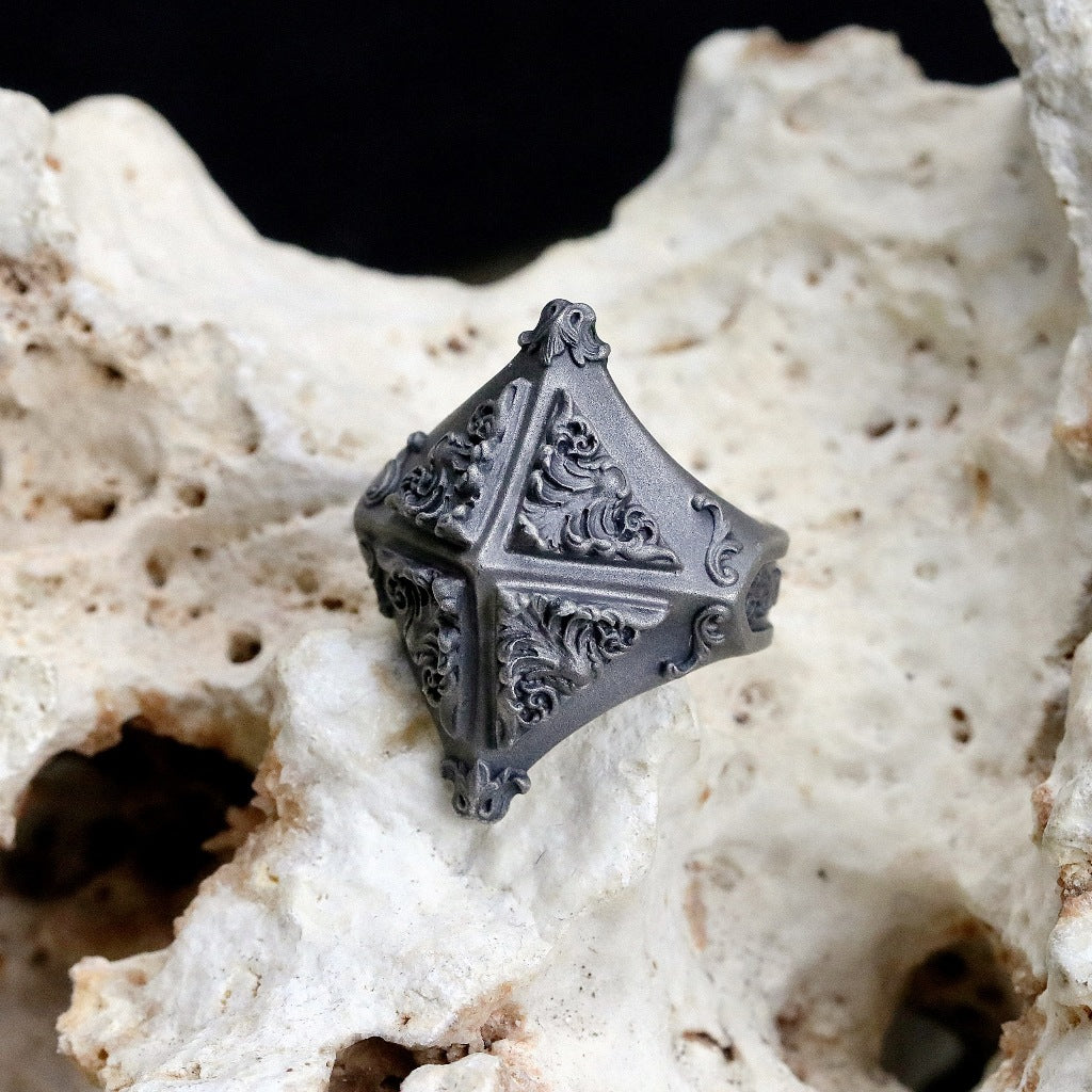 【Silver Monsters】日本暗系古典狂潮 Superbia 原創舊化噴砂 方尖碑C 純銀戒指