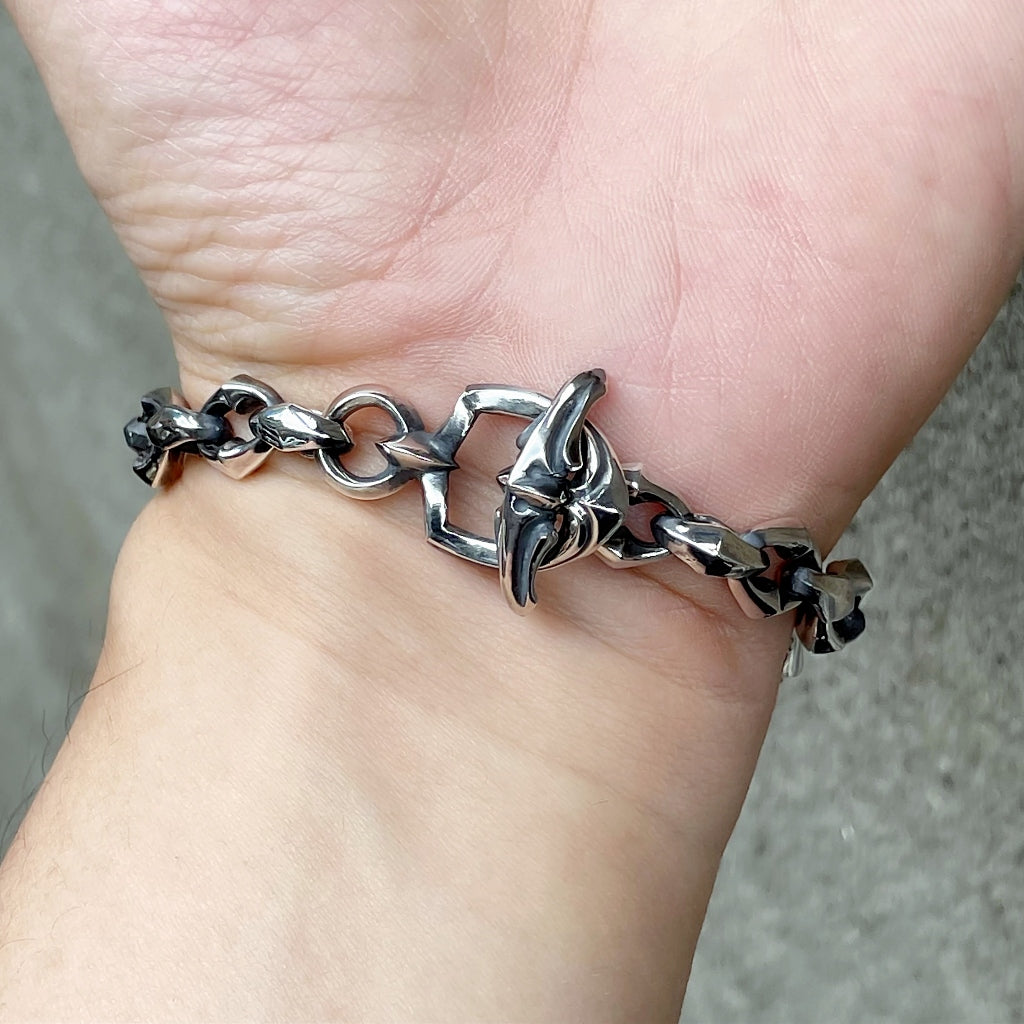 【Silver Monsters】日本一級神牌 Loud Style Design 原創半環鳶尾雕花 純銀手鍊