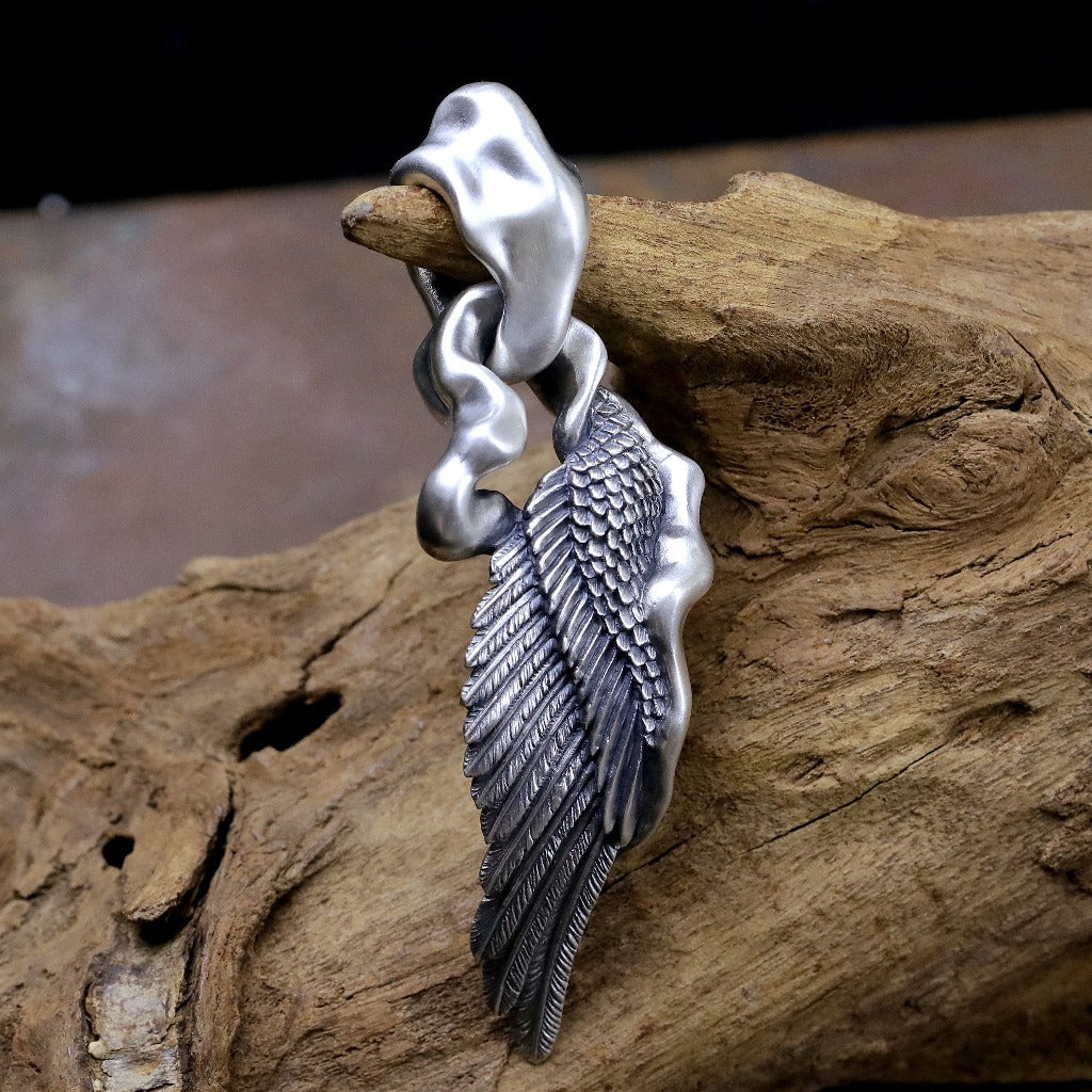 【Silver Monsters】日本雕畫雙絕 Dual Flow 手做原創 行雲流水 鳳凰展翅 純銀吊墜