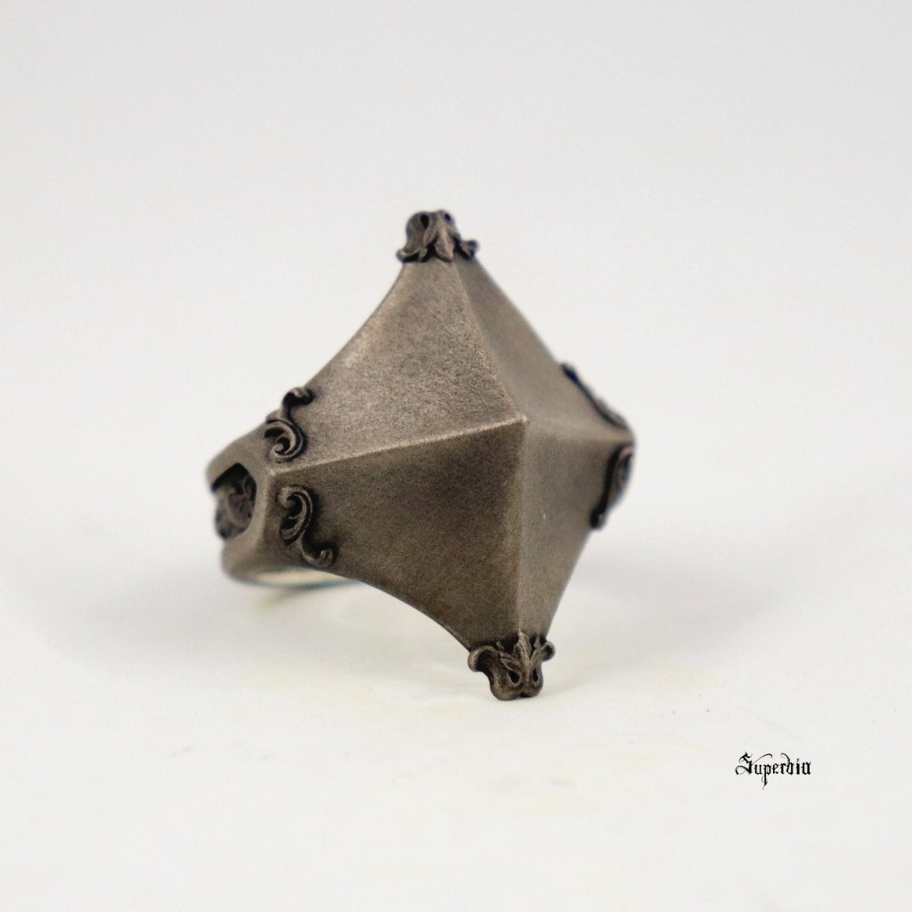 【Silver Monsters】日本暗系古典狂潮 Superbia 原創舊化噴砂 方尖碑A 純銀戒指